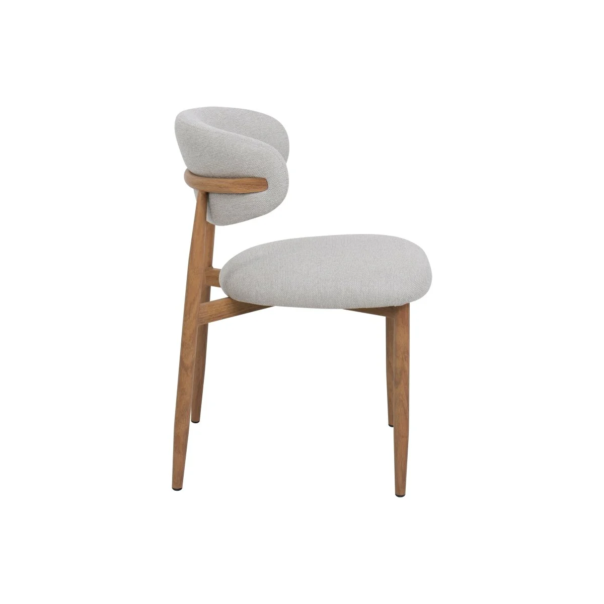 Eetkamerstoel Japandi Beige met eik onderstel - Image 4