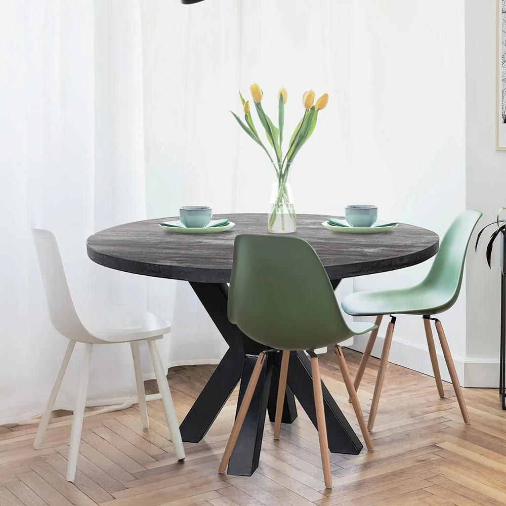 Mangohouten Eettafel Rond Tara 140 cm Zwart (5cm) - Image 5