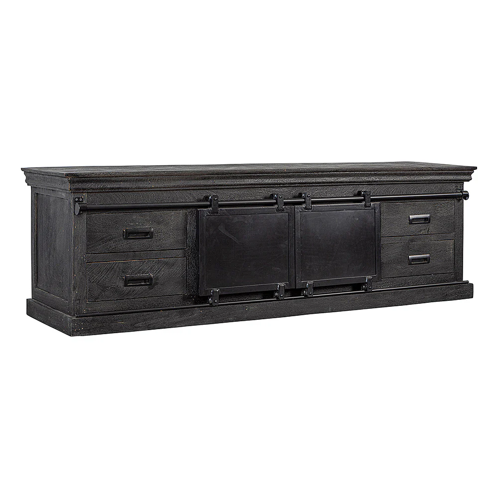 Mangohouten TV Meubel Milan 180 cm Zwart - Image 4